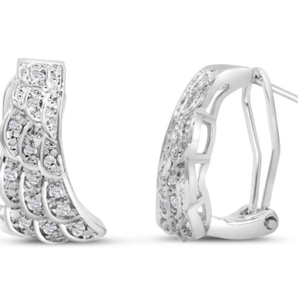 Diamond angel wing earrings - Picture 2 of 9